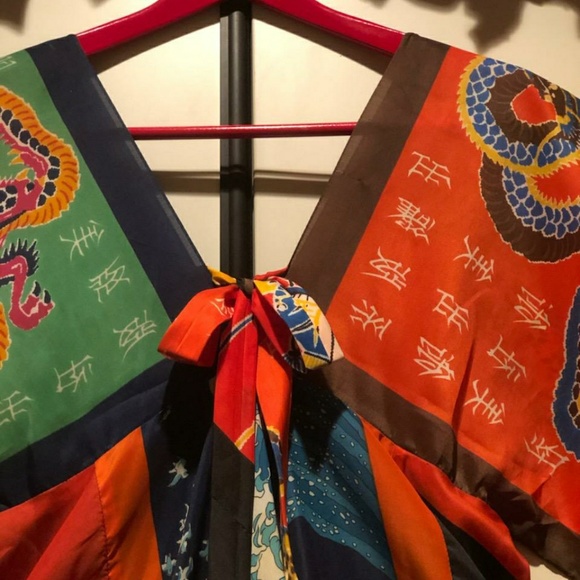 LA VETTA Vintage Scarf Kimono Caftan Dress RARE Sm - Picture 5 of 8